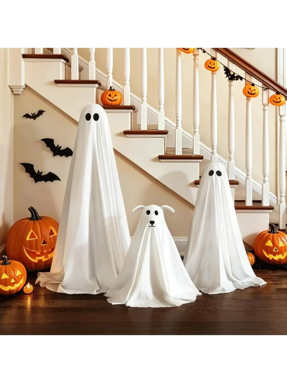 Spooky Ghost Decorations - 3 Pack Lighted Halloween Decor for Home, Porch & Yard